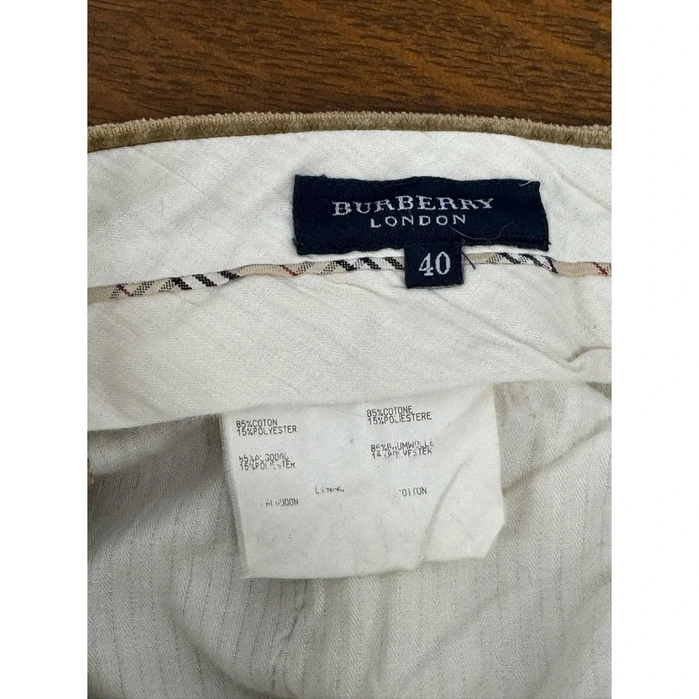 Burberry London Pants Mens 40 Brown‎ Corduroy Pleated Front Casual Trousers